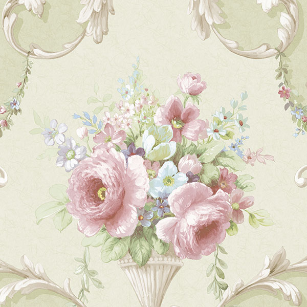 Patton Wallcoverings IM36421 Silk Impressions 2 In-register Ornamental Floral Wallpaper